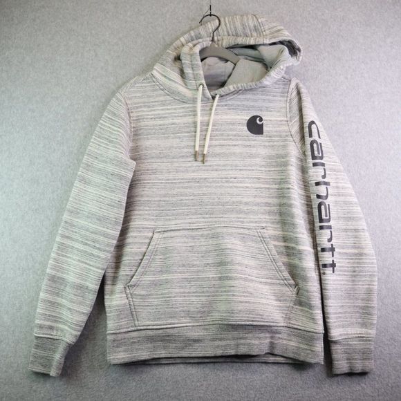 Carhartt Hoodie Womens Small Gray Heathered Sweatshirt Fleece Lined Pullover - Picture 15 of 15
